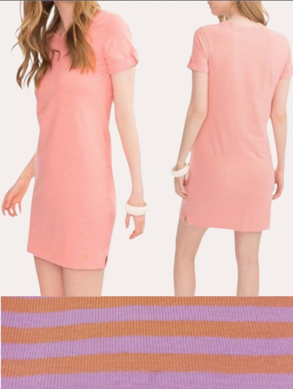 Southern Tide Abigail Pinstripe Shirt Dress Tangerine Dream